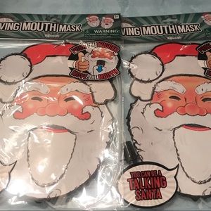 New Toysmith Lot of 2 New Talking Headz Santa Moving Mouth Mask